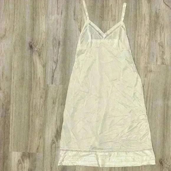 Other - Vintage White Satin Sheer Long Midi Length Slip Lingerie Sleep Chemise Size S